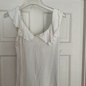 Lilly Pulitzer white ruffled tank top in size M cotton blend